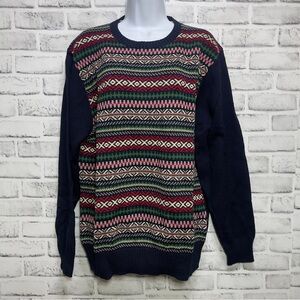Weatherproof Vintage Fair Isle Crew Neck Cotton Sweater NWT L